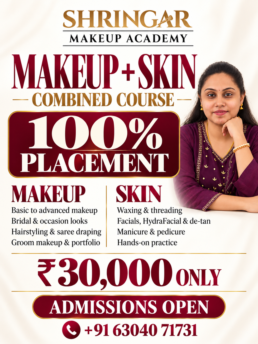 Shringar Makeup Academy Makeup plus Skin combined course offer poster